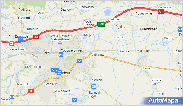 mapa Głuchów gmina Łańcut, Głuchów gmina Łańcut na mapie Targeo