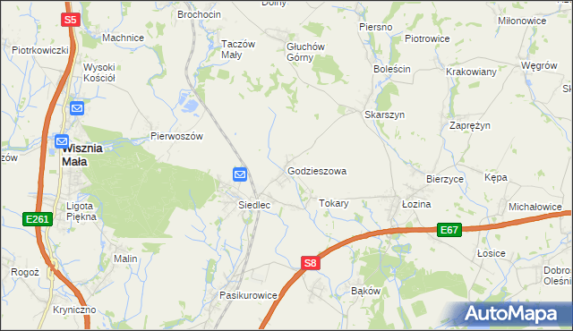 mapa Godzieszowa, Godzieszowa na mapie Targeo