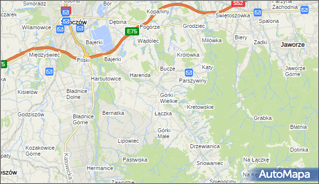 mapa Górki Wielkie, Górki Wielkie na mapie Targeo