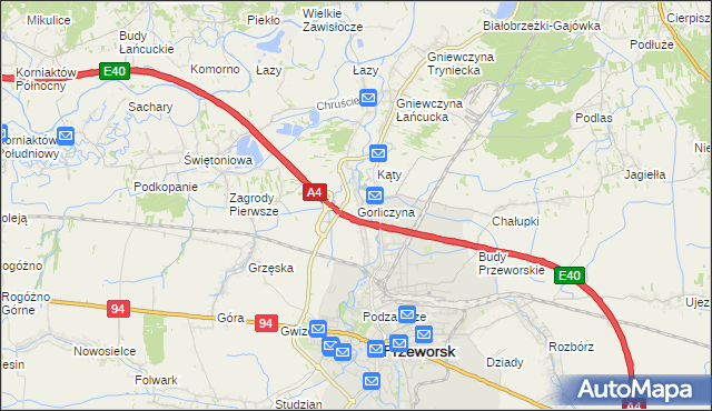 mapa Gorliczyna, Gorliczyna na mapie Targeo