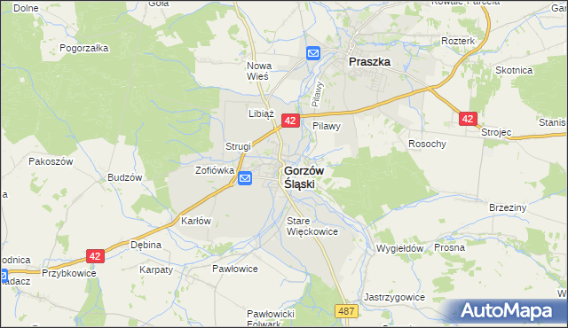 mapa Gorzów Śląski, Gorzów Śląski na mapie Targeo