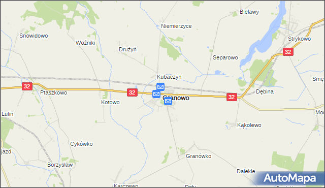 mapa Granowo powiat grodziski, Granowo powiat grodziski na mapie Targeo