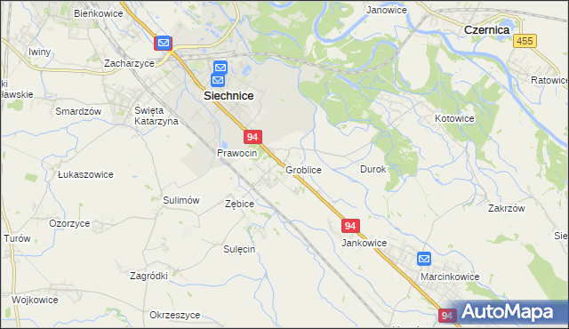 mapa Groblice, Groblice na mapie Targeo