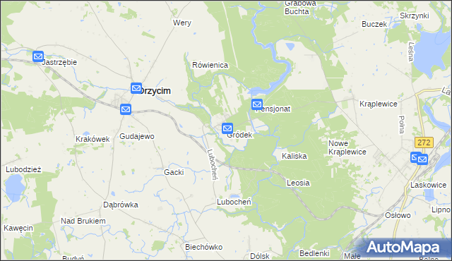 mapa Gródek gmina Drzycim, Gródek gmina Drzycim na mapie Targeo
