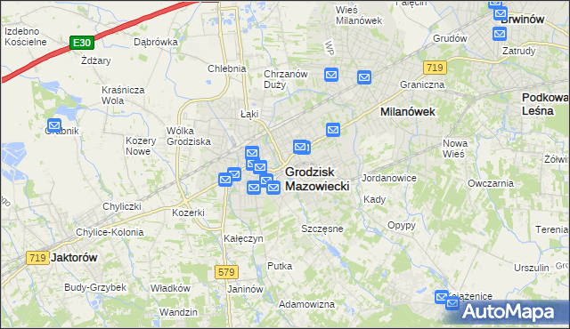 mapa Grodzisk Mazowiecki, Grodzisk Mazowiecki na mapie Targeo