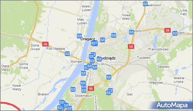 mapa Grudziądza, Grudziądz na mapie Targeo