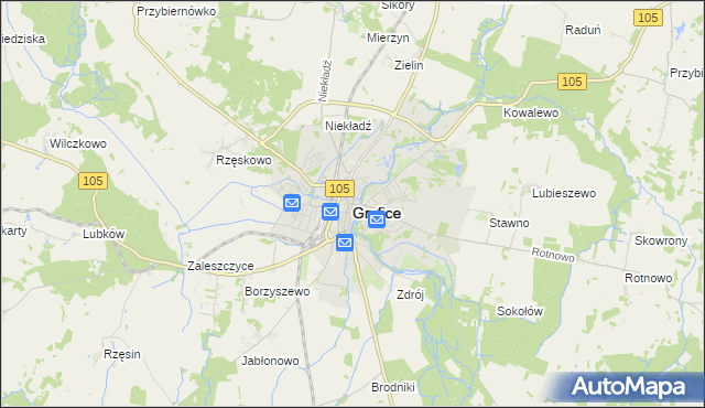 mapa Gryfice, Gryfice na mapie Targeo