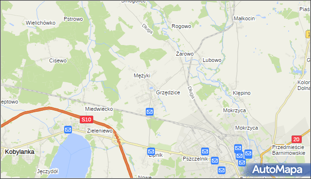mapa Grzędzice, Grzędzice na mapie Targeo