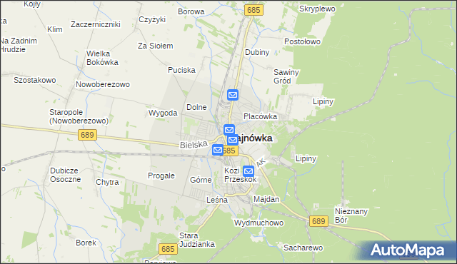 mapa Hajnówka, Hajnówka na mapie Targeo