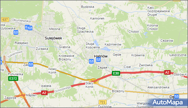 mapa Halinów powiat miński, Halinów powiat miński na mapie Targeo