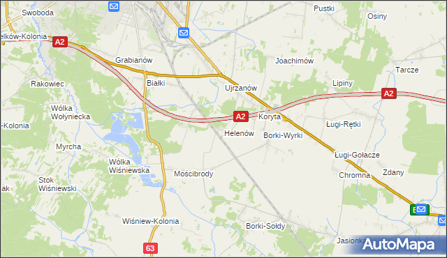 mapa Helenów gmina Wiśniew, Helenów gmina Wiśniew na mapie Targeo