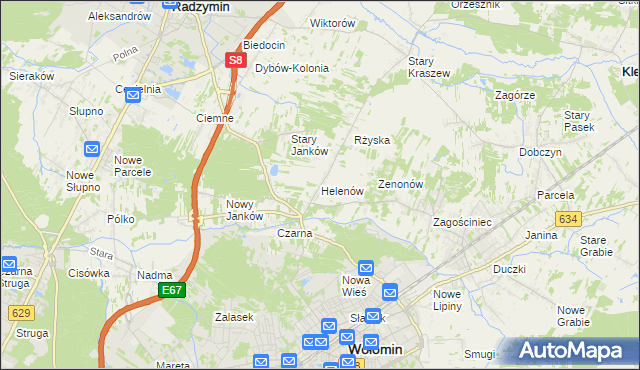 mapa Helenów gmina Wołomin, Helenów gmina Wołomin na mapie Targeo