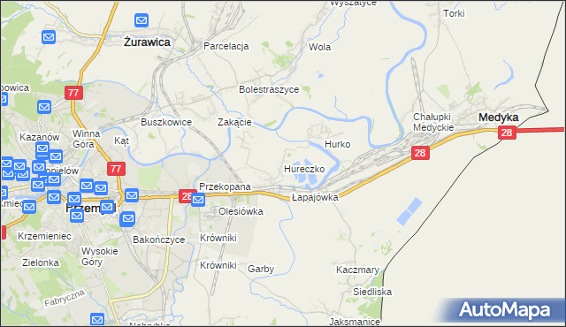 mapa Hureczko, Hureczko na mapie Targeo