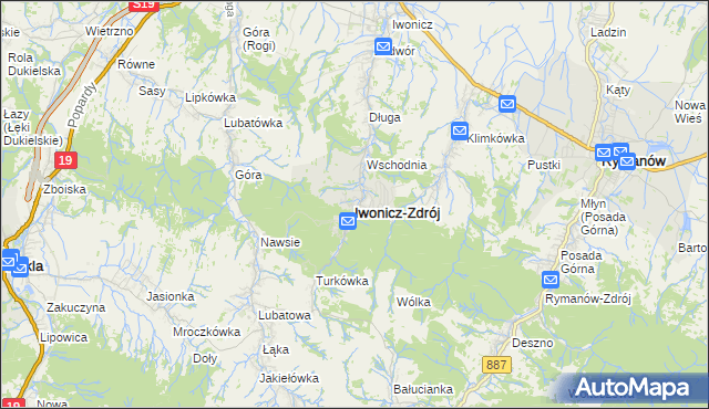 mapa Iwonicz-Zdrój, Iwonicz-Zdrój na mapie Targeo