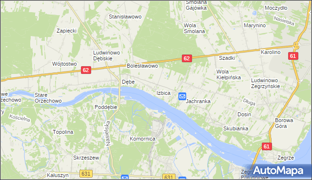 mapa Izbica gmina Serock, Izbica gmina Serock na mapie Targeo