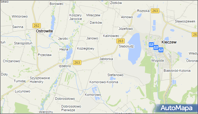 mapa Jabłonka gmina Kleczew, Jabłonka gmina Kleczew na mapie Targeo