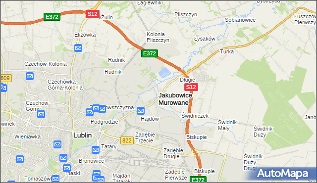 mapa Jakubowice Murowane, Jakubowice Murowane na mapie Targeo