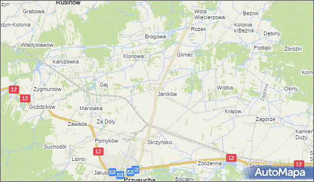 mapa Janików gmina Przysucha, Janików gmina Przysucha na mapie Targeo