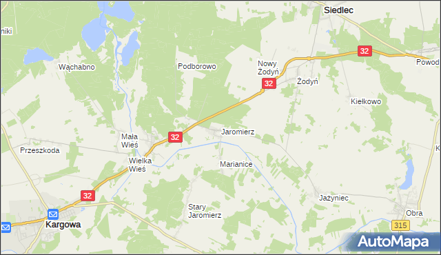 mapa Jaromierz gmina Siedlec, Jaromierz gmina Siedlec na mapie Targeo