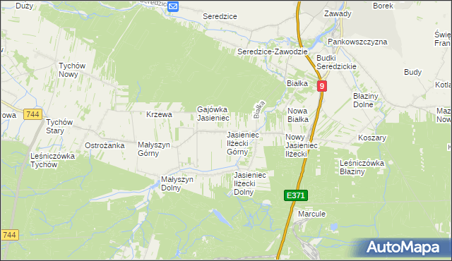 mapa Jasieniec Iłżecki Górny, Jasieniec Iłżecki Górny na mapie Targeo
