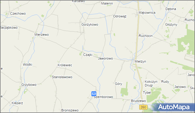 mapa Jaworowo gmina Witkowo, Jaworowo gmina Witkowo na mapie Targeo