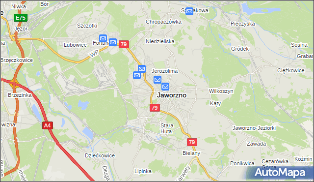 mapa Jaworzno, Jaworzno na mapie Targeo