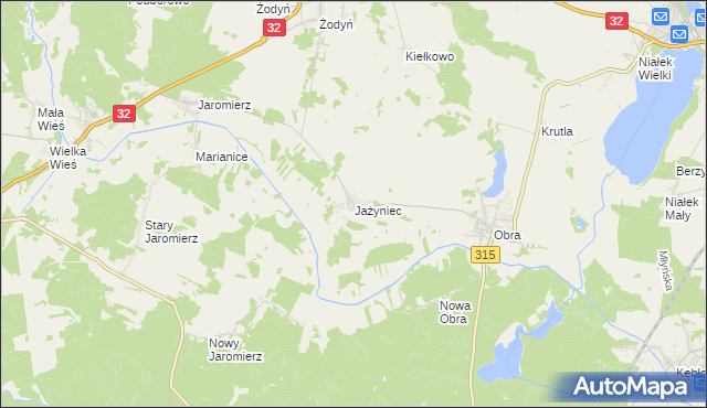mapa Jażyniec, Jażyniec na mapie Targeo