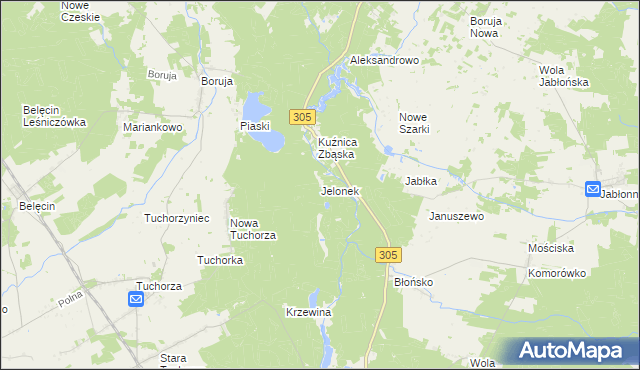 mapa Jelonek gmina Rakoniewice, Jelonek gmina Rakoniewice na mapie Targeo