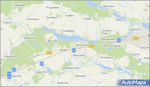 mapa Jerzykowo gmina Pobiedziska, Jerzykowo gmina Pobiedziska na mapie Targeo