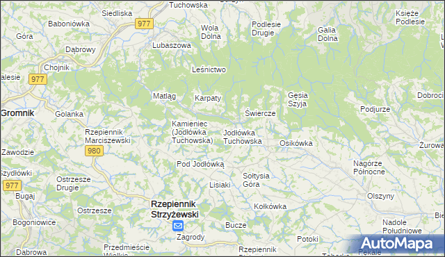 mapa Jodłówka Tuchowska, Jodłówka Tuchowska na mapie Targeo