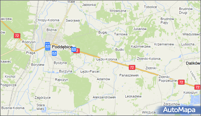 mapa Józefka gmina Poddębice, Józefka gmina Poddębice na mapie Targeo