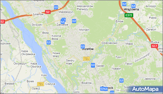 mapa Józefów powiat otwocki, Józefów powiat otwocki na mapie Targeo