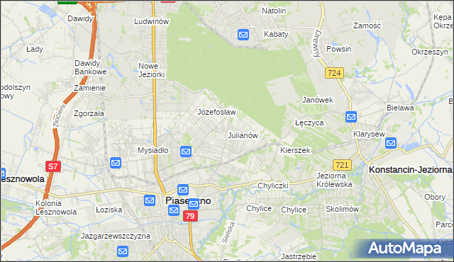 mapa Julianów gmina Piaseczno, Julianów gmina Piaseczno na mapie Targeo