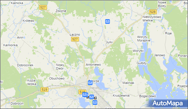 mapa Jurecki Młyn, Jurecki Młyn na mapie Targeo