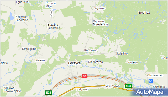 mapa Kaczkowo gmina Łęczyce, Kaczkowo gmina Łęczyce na mapie Targeo