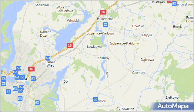 mapa Kałduny gmina Iława, Kałduny gmina Iława na mapie Targeo