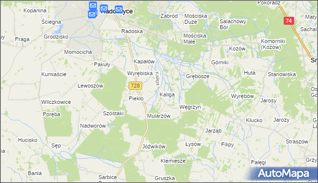mapa Kaliga, Kaliga na mapie Targeo