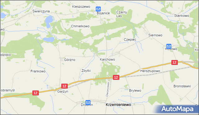 mapa Karchowo, Karchowo na mapie Targeo