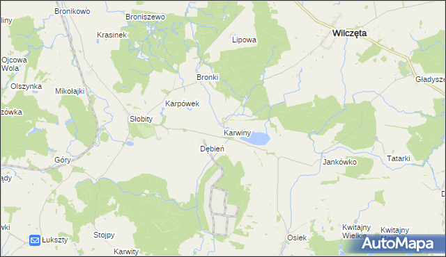 mapa Karwiny, Karwiny na mapie Targeo