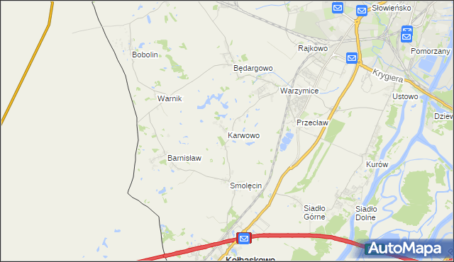 mapa Karwowo gmina Kołbaskowo, Karwowo gmina Kołbaskowo na mapie Targeo