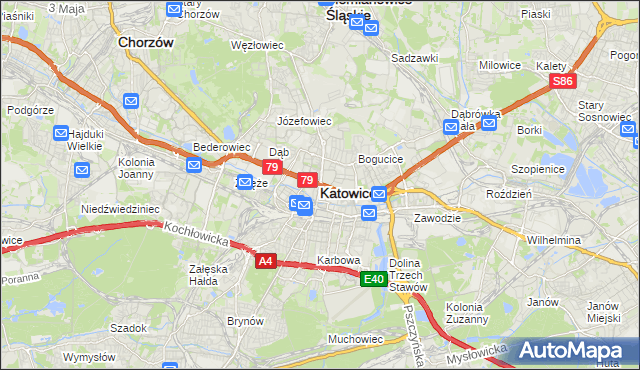 mapa Katowic, Katowice na mapie Targeo