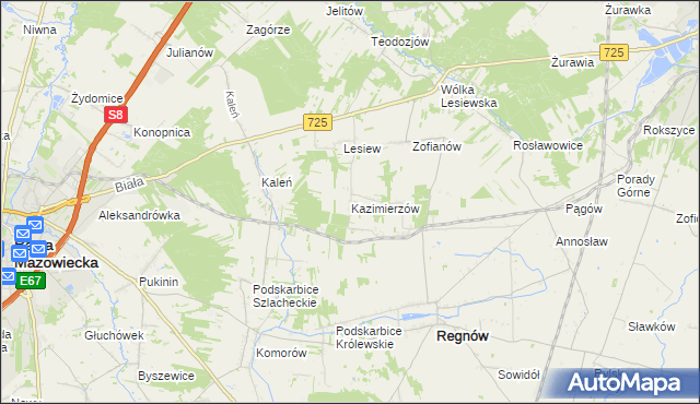 mapa Kazimierzów gmina Regnów, Kazimierzów gmina Regnów na mapie Targeo