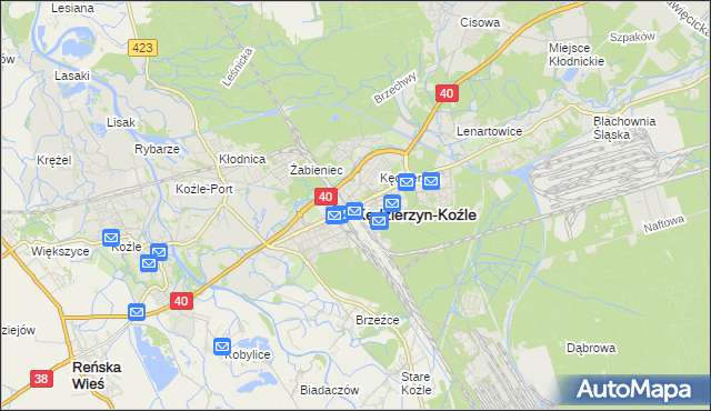 mapa Kędzierzyna-Koźle, Kędzierzyn-Koźle na mapie Targeo