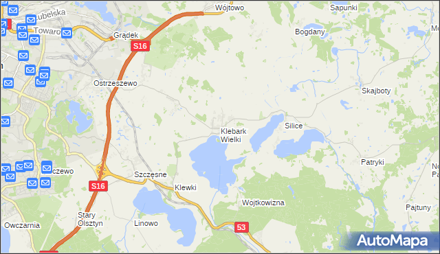 mapa Klebark Wielki, Klebark Wielki na mapie Targeo