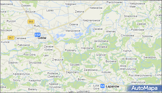 mapa Klęczana, Klęczana na mapie Targeo