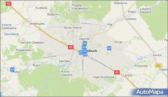 mapa Kłobuck, Kłobuck na mapie Targeo