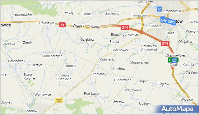 mapa Kobylanki gmina Opatów, Kobylanki gmina Opatów na mapie Targeo