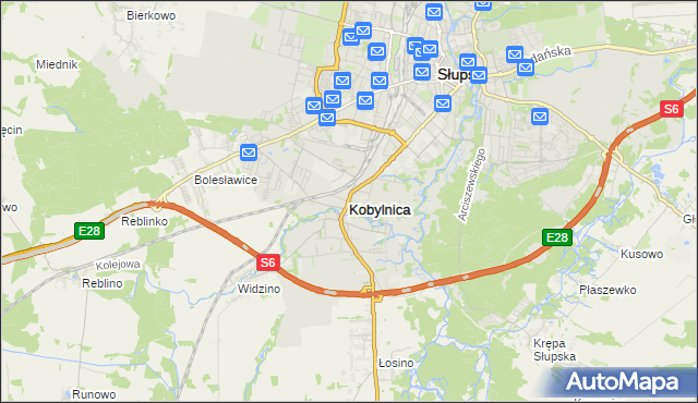 mapa Kobylnica powiat słupski, Kobylnica powiat słupski na mapie Targeo