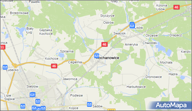 mapa Kochanowice, Kochanowice na mapie Targeo