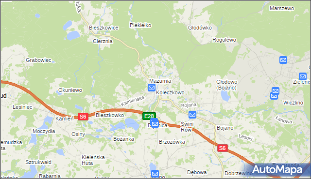 mapa Koleczkowo, Koleczkowo na mapie Targeo